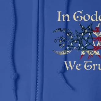 In Goddess We Trust Witch Lover American Flag Full Zip Hoodie