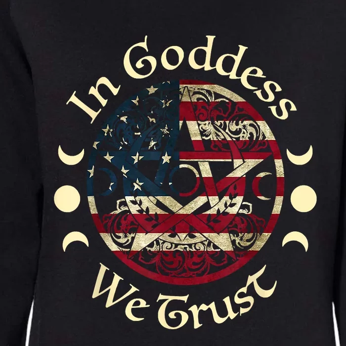 In Goddess We Trust Witch Lover American Flag Womens California Wash Sweatshirt