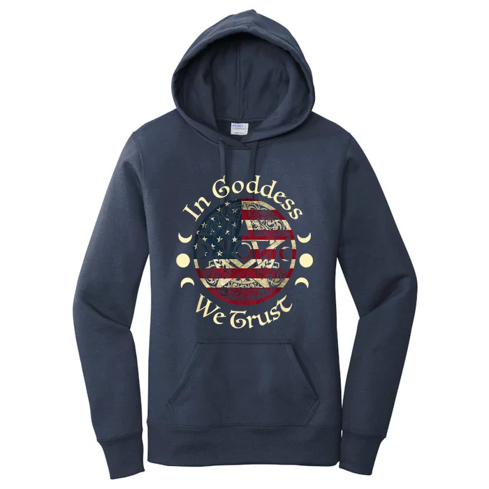 In Goddess We Trust Witch Lover American Flag Women's Pullover Hoodie