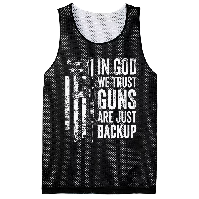 In God We Trust Guns Are Just Backup Usa Pro Gun Christian Mesh Reversible Basketball Jersey Tank