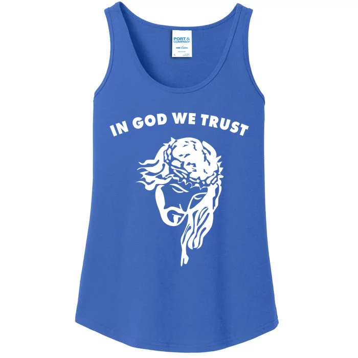 In God We Trust Artistic Design Jesus Face For Christians Gift Ladies Essential Tank