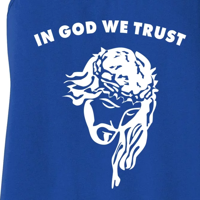 In God We Trust Artistic Design Jesus Face For Christians Gift Women's Racerback Tank