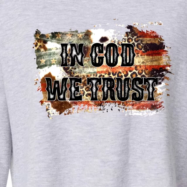 In God We Trust For Patriotic Christian Cute American Flag Gift Cropped Pullover Crew