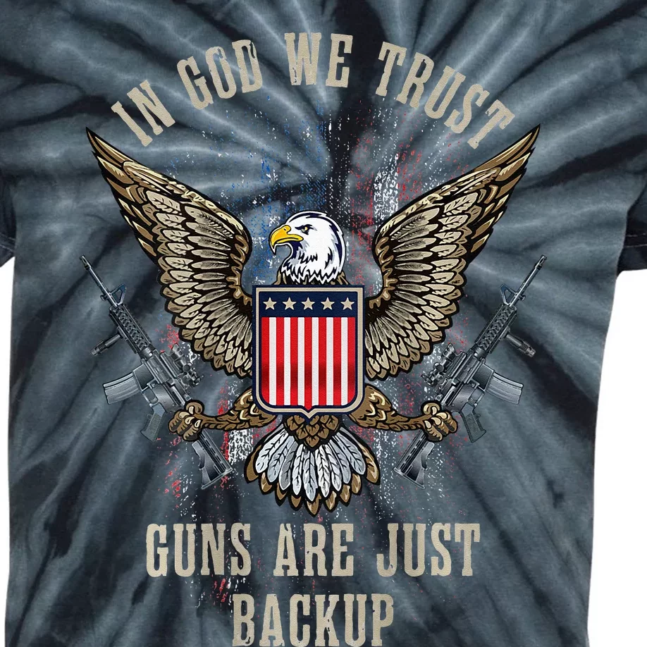 In God We Trust Guns Are Just Backup American Flag Kids Tie-Dye T-Shirt