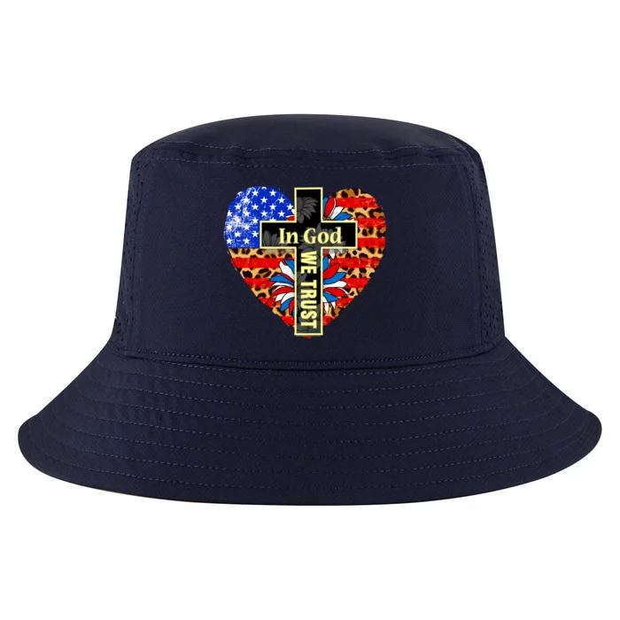 In God We Trust Heart 4th Of July Patriotic Flag Christian Gift Cool Comfort Performance Bucket Hat