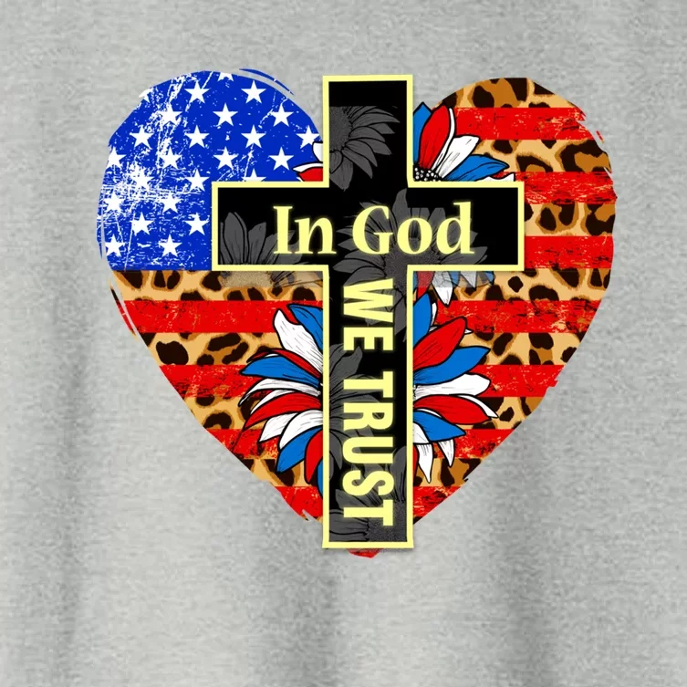 In God We Trust Heart 4th Of July Patriotic Flag Christian Gift Women's Crop Top Tee