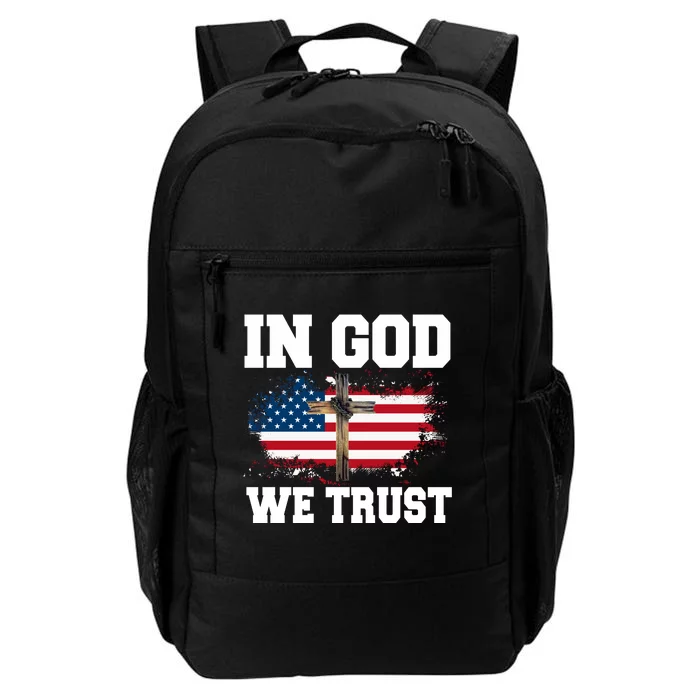 In God We Trust American Flag Jesus Faith Holy Cross Meaningful Gift Daily Commute Backpack