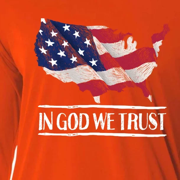 In God We Trust Patriotic Christian 4th Of July Usa Flag Great Gift Cooling Performance Long Sleeve Crew