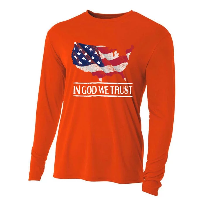 In God We Trust Patriotic Christian 4th Of July Usa Flag Great Gift Cooling Performance Long Sleeve Crew