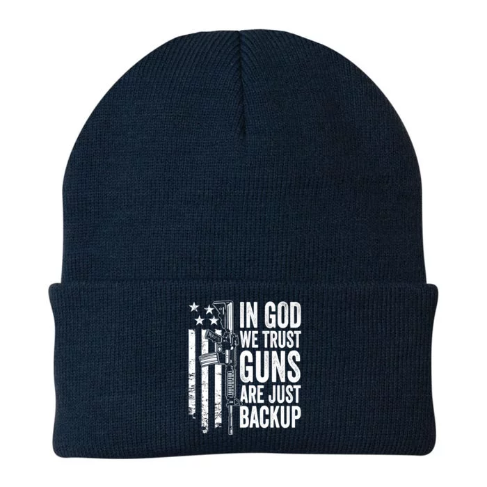 In God We Trust Guns Are Just Backup USA Pro Gun Christian Knit Cap Winter Beanie