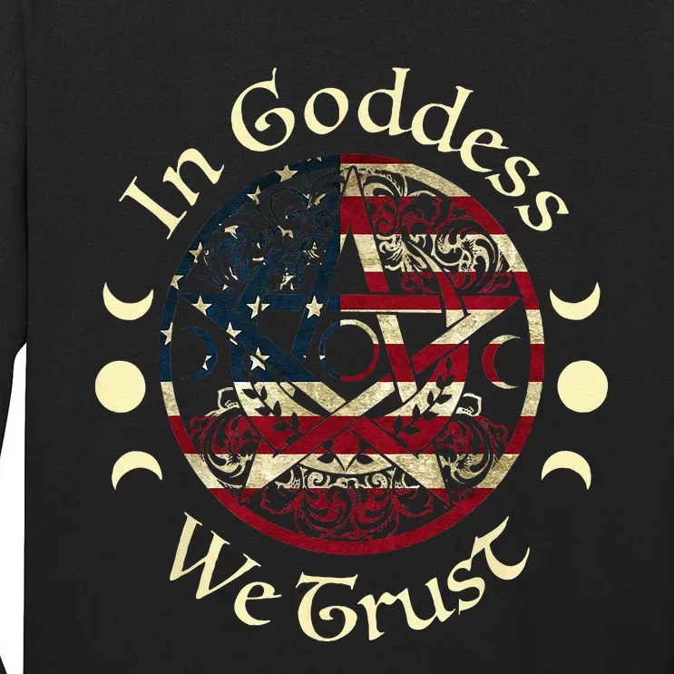 in goddess we trust witch lover american flag Tall Long Sleeve T-Shirt