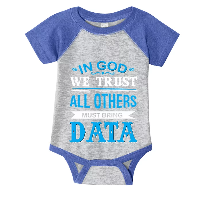 In God We Trust All Others Must Bring Data Meaningful Gift Tee Cool Gift Infant Baby Jersey Bodysuit