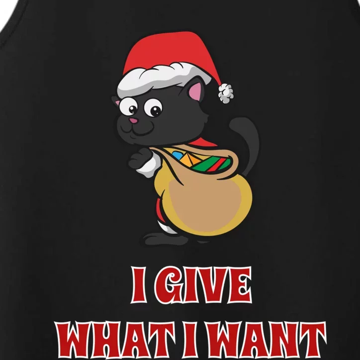 I Give What I Want Santa Cat Christmas Cheer Meaningful Gift Performance Tank