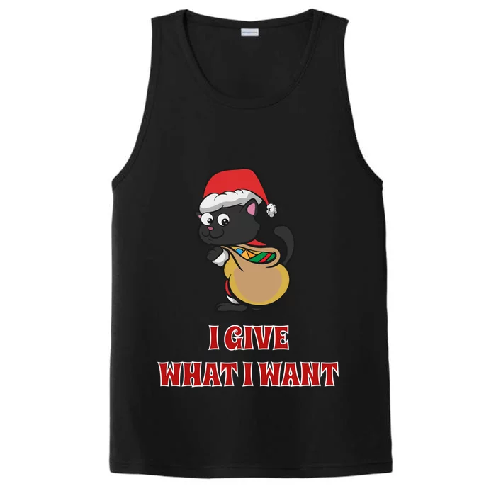 I Give What I Want Santa Cat Christmas Cheer Meaningful Gift Performance Tank