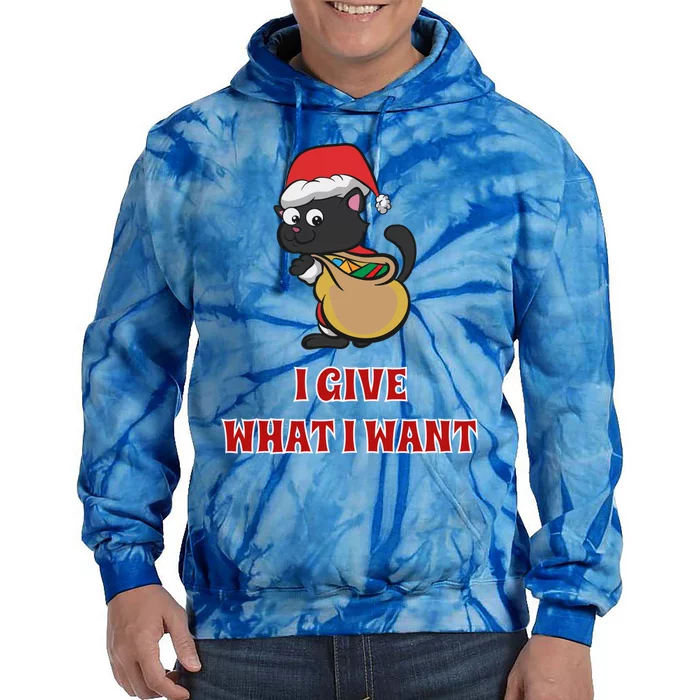 I Give What I Want Santa Cat Christmas Cheer Meaningful Gift Tie Dye Hoodie