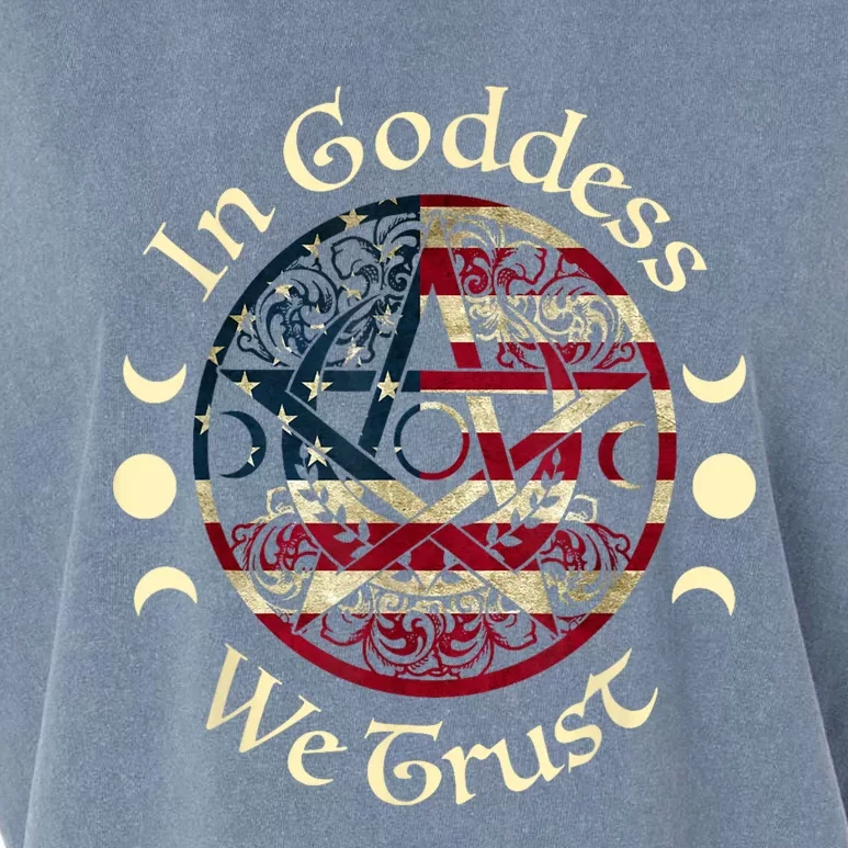 In Goddess We Trust Witch Lover American Flag Garment-Dyed Women's Muscle Tee