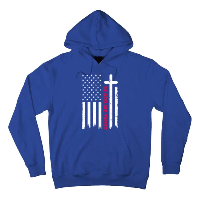 In God We Trust With Patriotic Vintage American Flag Great Gift Tall Hoodie