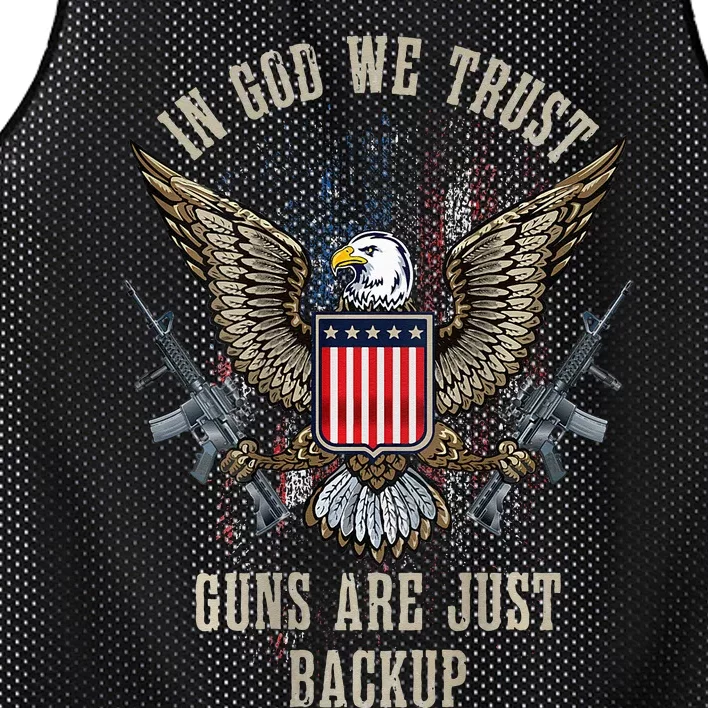 In God We Trust Guns Are Just Backup American Flag Mesh Reversible Basketball Jersey Tank