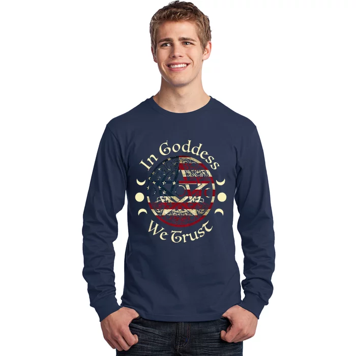 In Goddess We Trust Witch Lover American Flag Long Sleeve Shirt