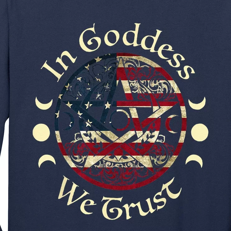 In Goddess We Trust Witch Lover American Flag Long Sleeve Shirt