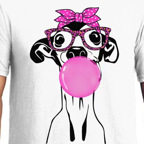 Italian Greyhound with bubble gum bandana glasses Pajama Set