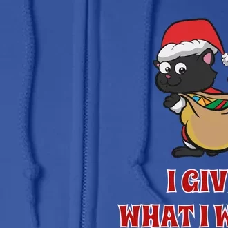 I Give What I Want Santa Cat Christmas Cheer Gift Full Zip Hoodie