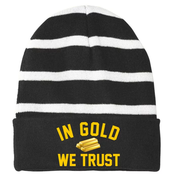 In Gold We Trust Striped Beanie with Solid Band