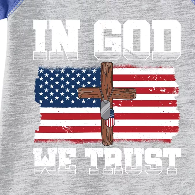 In God We Trust American Flag Jesus Faith Holy Cross Meaningful Gift Infant Baby Jersey Bodysuit