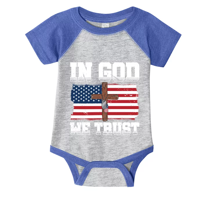 In God We Trust American Flag Jesus Faith Holy Cross Meaningful Gift Infant Baby Jersey Bodysuit