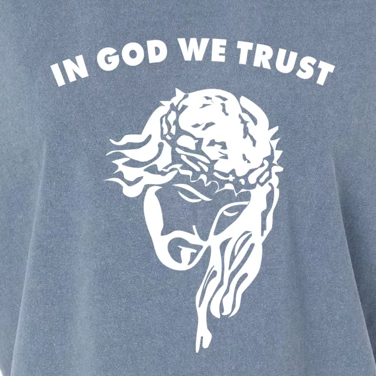 In God We Trust Artistic Design Jesus Face For Christians Gift Garment-Dyed Women's Muscle Tee