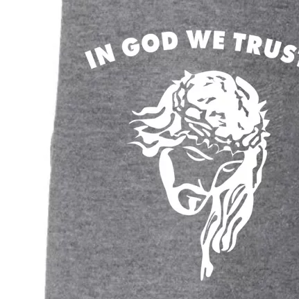 In God We Trust Artistic Design Jesus Face For Christians Gift Doggie 3-End Fleece Hoodie