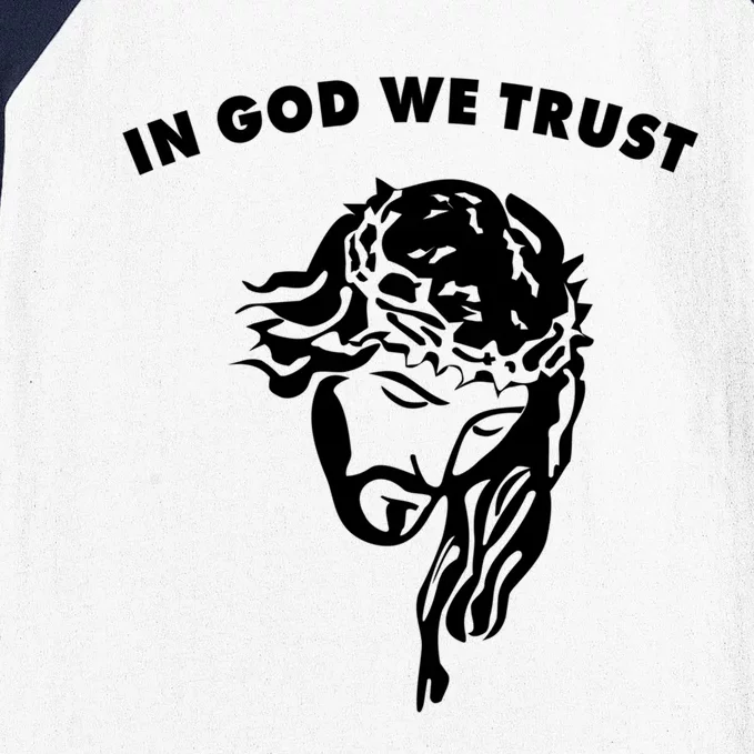 In God We Trust Artistic Design Jesus Face For Christians Gift Baseball Sleeve Shirt