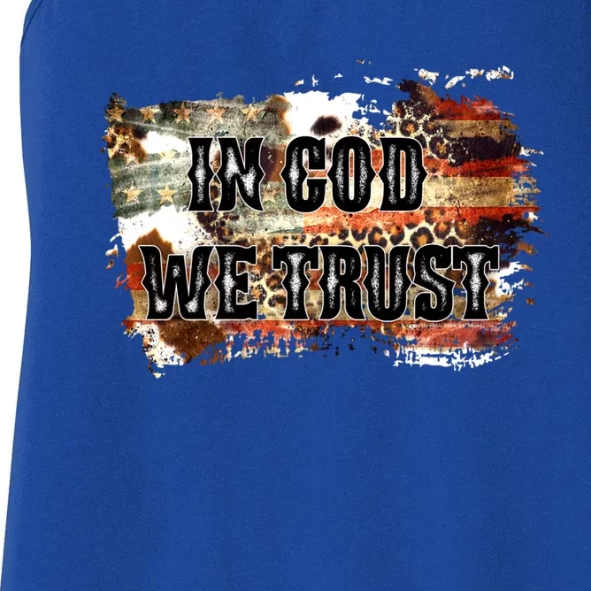 In God We Trust For Patriotic Christian Cute American Flag Gift Women's Racerback Tank