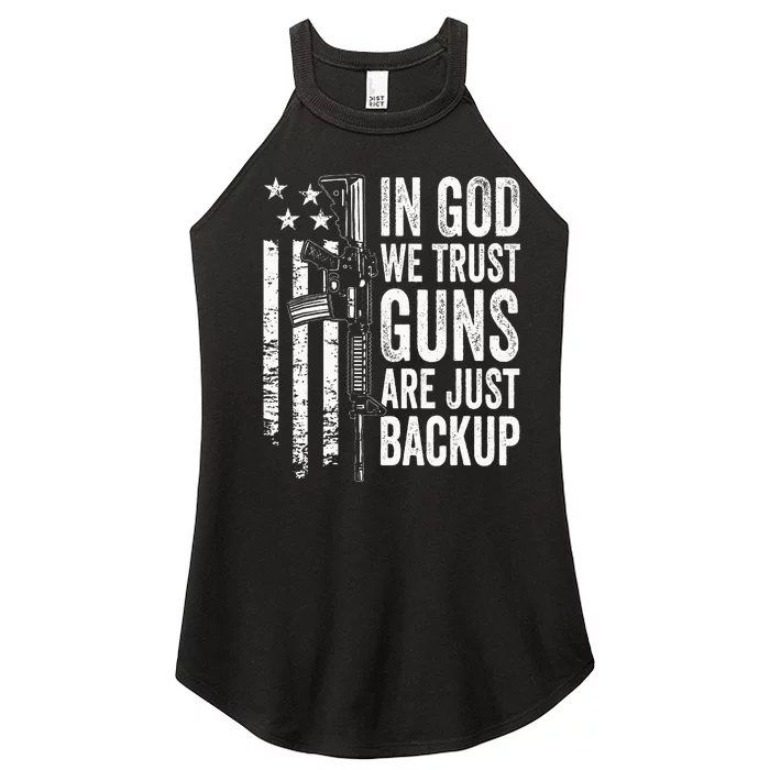 In God We Trust Guns Are Just Backup Usa Pro Gun Christian Women’s Perfect Tri Rocker Tank