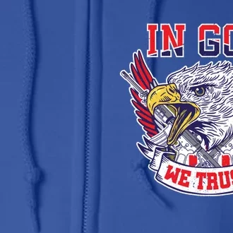 In God We Trust Patriotic Religious American Memorial Day Funny Gift Full Zip Hoodie