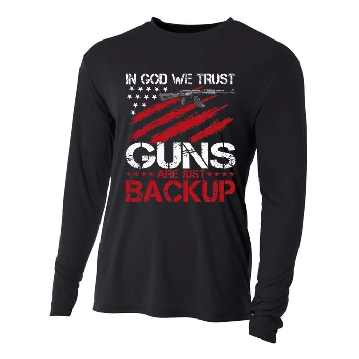 In God We Trust Guns Are Just Backup Patriotic Cooling Performance Long Sleeve Crew