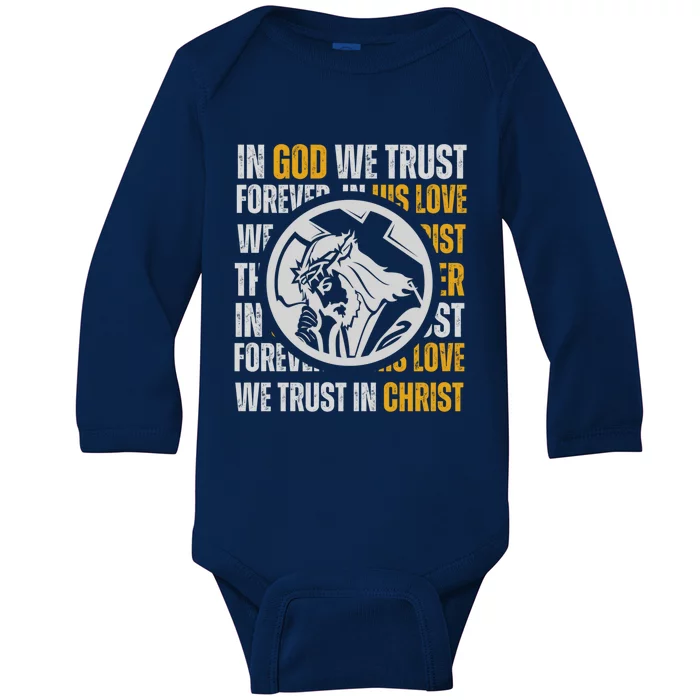 In God We Trust Saved By Grace Jesus Christian Gift Baby Long Sleeve Bodysuit