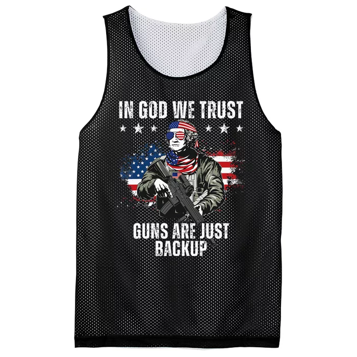 In God We Trust Guns Are Just Backup AR15 George Washington Mesh Reversible Basketball Jersey Tank