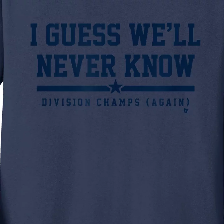 I Guess WeLl Never Know Houston Baseball Kids Long Sleeve Shirt