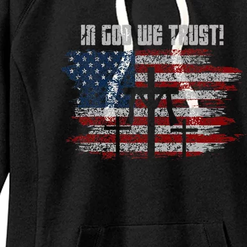 In God We Trust American Christian Bible Verse Women's Fleece Hoodie