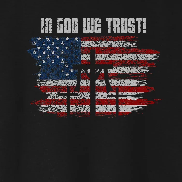 In God We Trust American Christian Bible Verse Women's Crop Top Tee