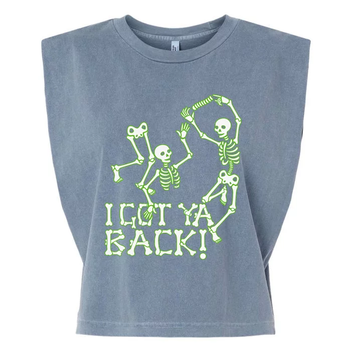 I Got Ya Back Skeleton Glowing In The Dark Garment-Dyed Women's Muscle Tee