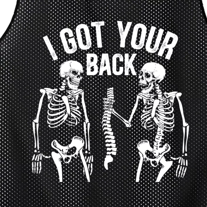 I Got Your Back Funny Skeleton Spine Halloween Costume Mesh Reversible Basketball Jersey Tank