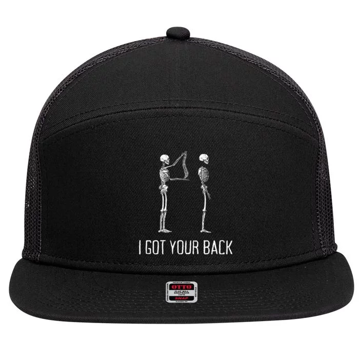 I Got Your Back Funny Skeleton 7 Panel Mesh Trucker Snapback Hat