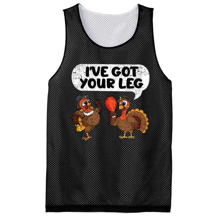 Ive Got Your Leg Thanksgiving Day Funny Turkey Fall Autumn Mesh Reversible Basketball Jersey Tank