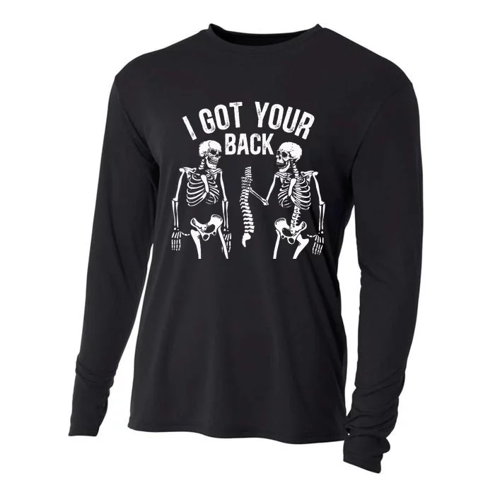 I Got Your Back Funny Skeleton Spine Halloween Costume Cooling Performance Long Sleeve Crew