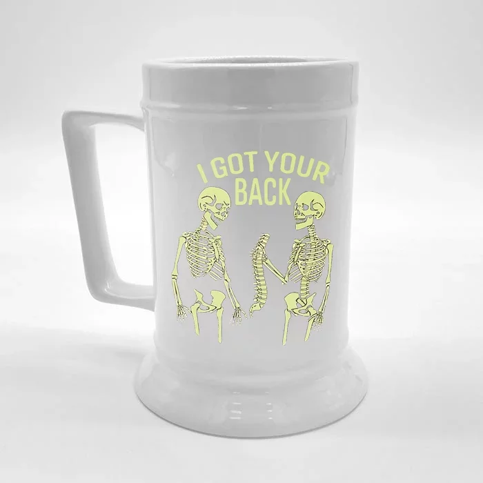 I Got Your Back Halloween Skeleton Skull Sarcastic Front & Back Beer Stein