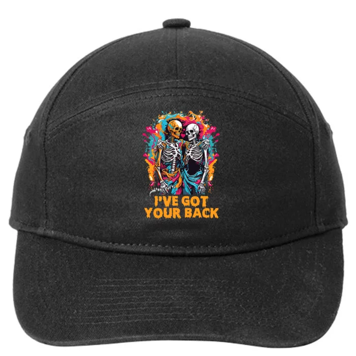 Ive Got Your Back Funny Halloween Skeletons Skull 7-Panel Snapback Hat