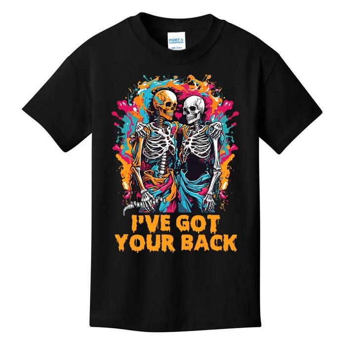 Ive Got Your Back Funny Halloween Skeletons Skull Kids T-Shirt