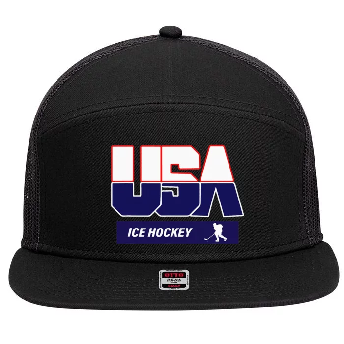 Ice Hockey 2024 Souvenir Usa Team 7 Panel Mesh Trucker Snapback Hat